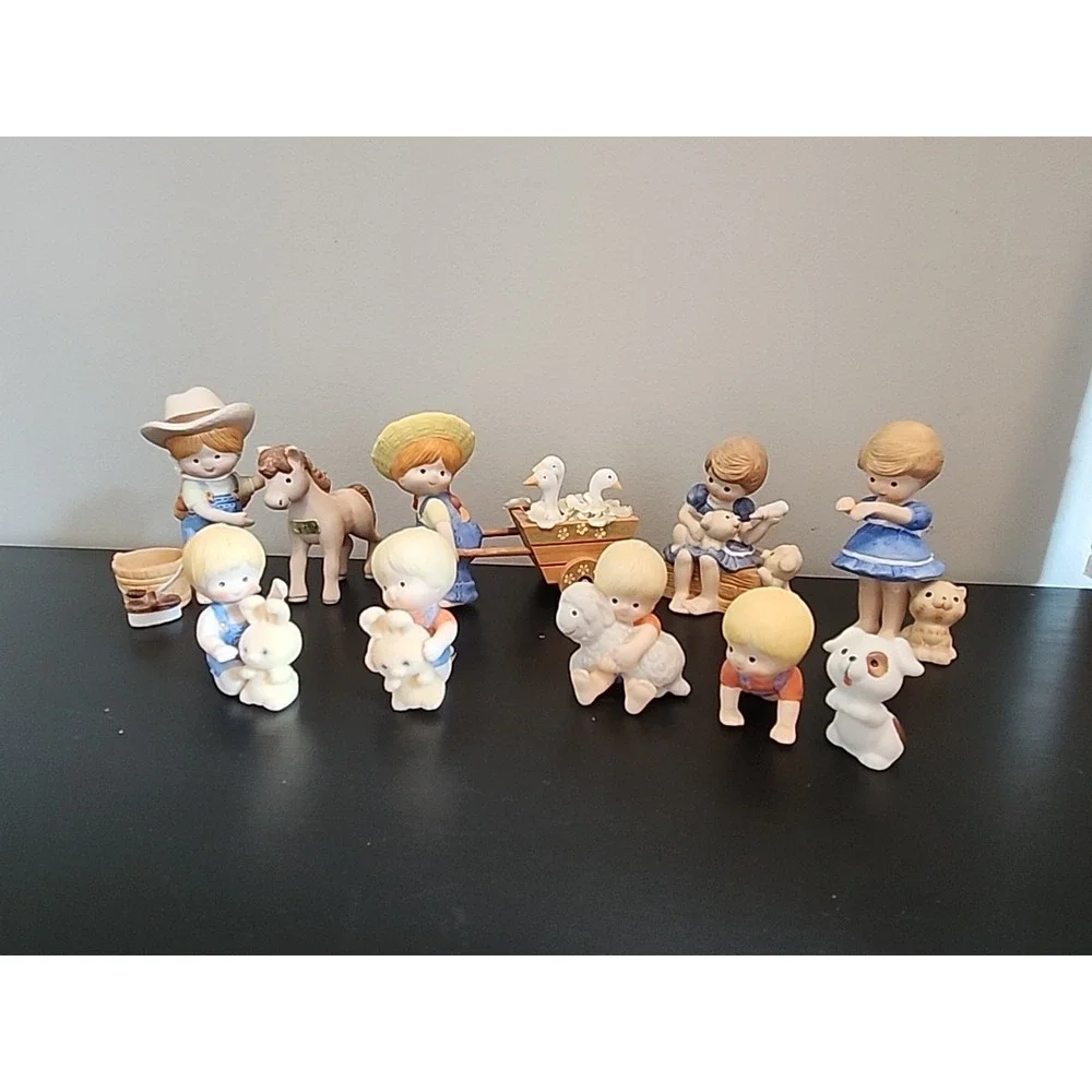 Enesco Country Cousins Lot 13pcs Farm‎ Friends Horse Geese Pigs Kitty Rabbit Pup